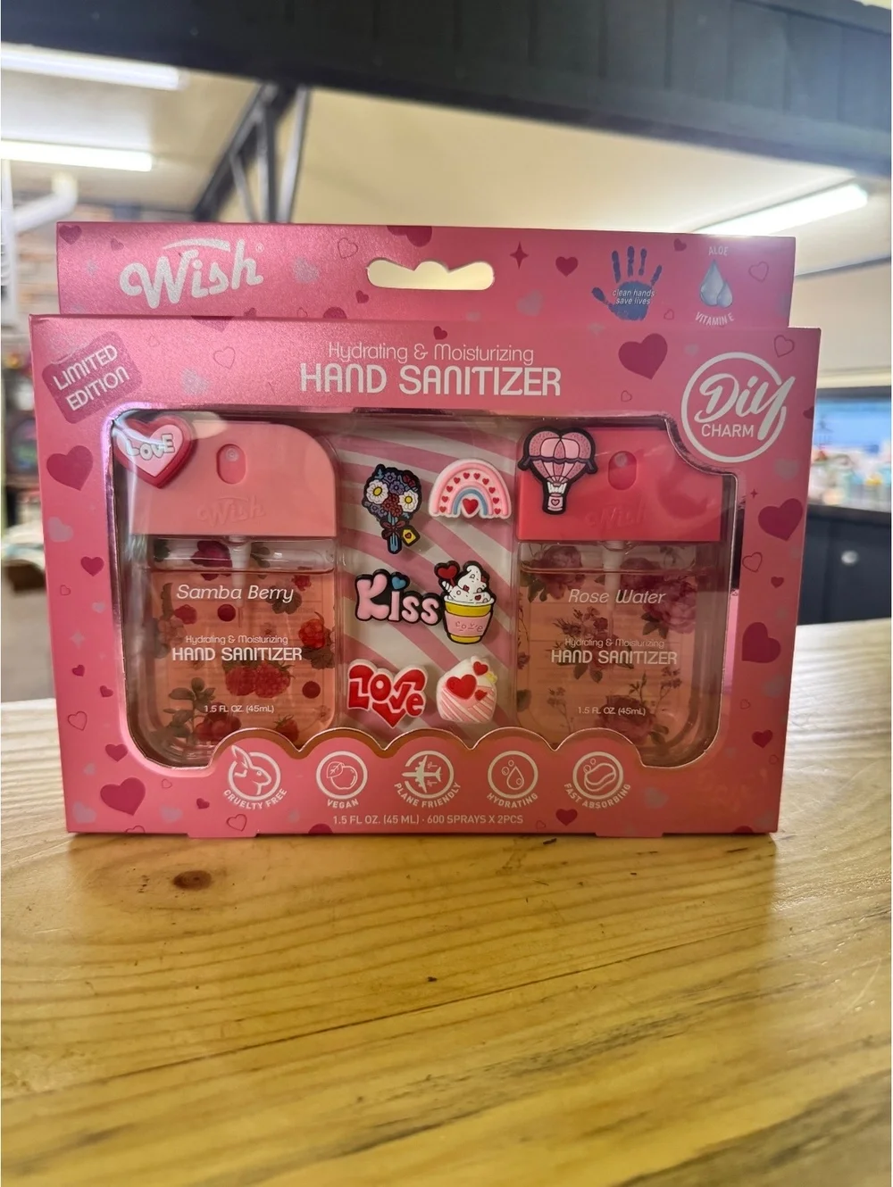 Hydrating hand sanitizer with charms